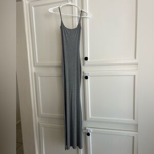 Skims Soft Lounge Long Slip Dress Heather Grey